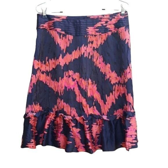 Etcetera Silk Lightening Ruffled Flounce Hem Pintuck Cumberbun Skirt Sz 8 - Picture 6 of 10